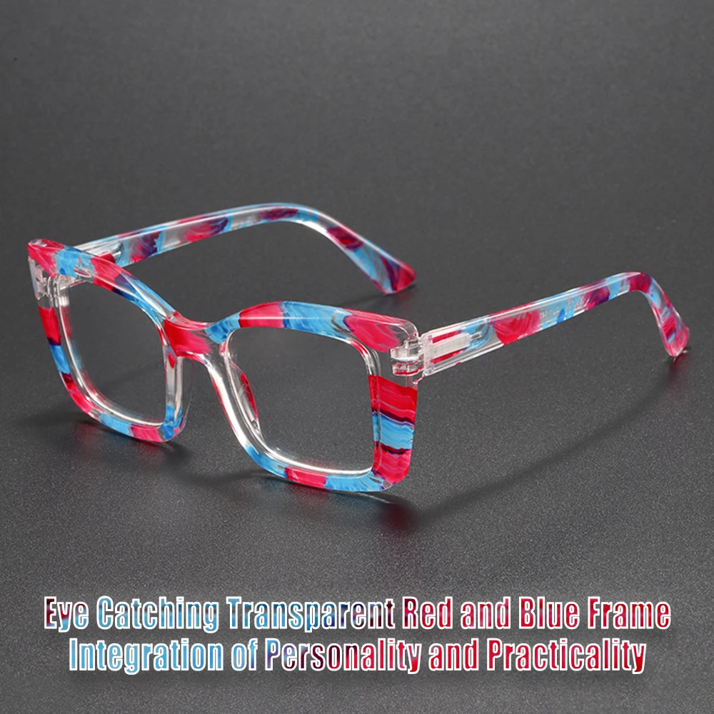 Square Butterfly Coarse-Frame Printed Reading Glasses with Contrasting Design, Suitable for Daily Study, Reading, and Writing