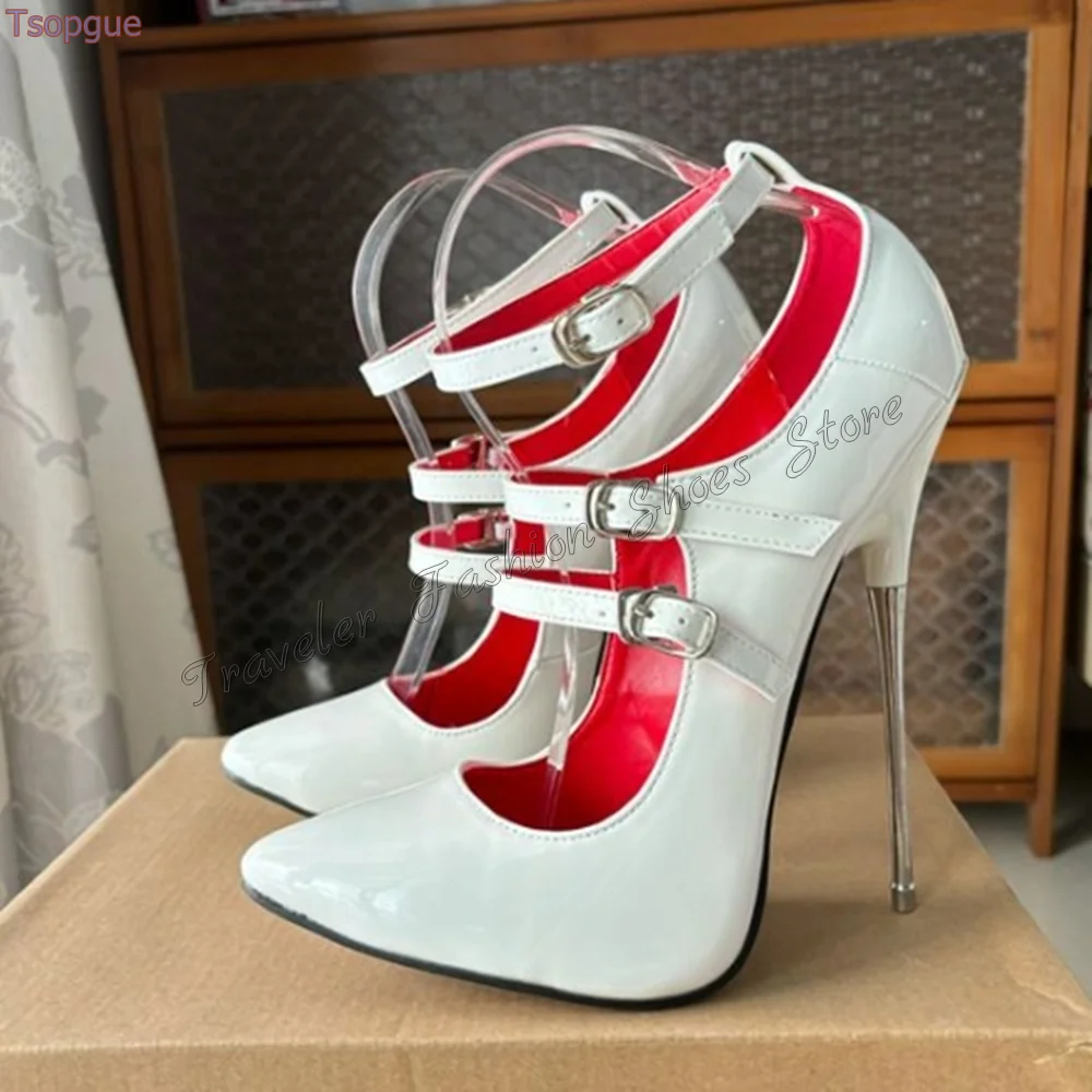 Chaussures à talons hauts pointues pour femmes, Escarpins à structure de rinçage blancs, Châssis aiguille, Parker, Talons à la mode, Nouveau, 2024