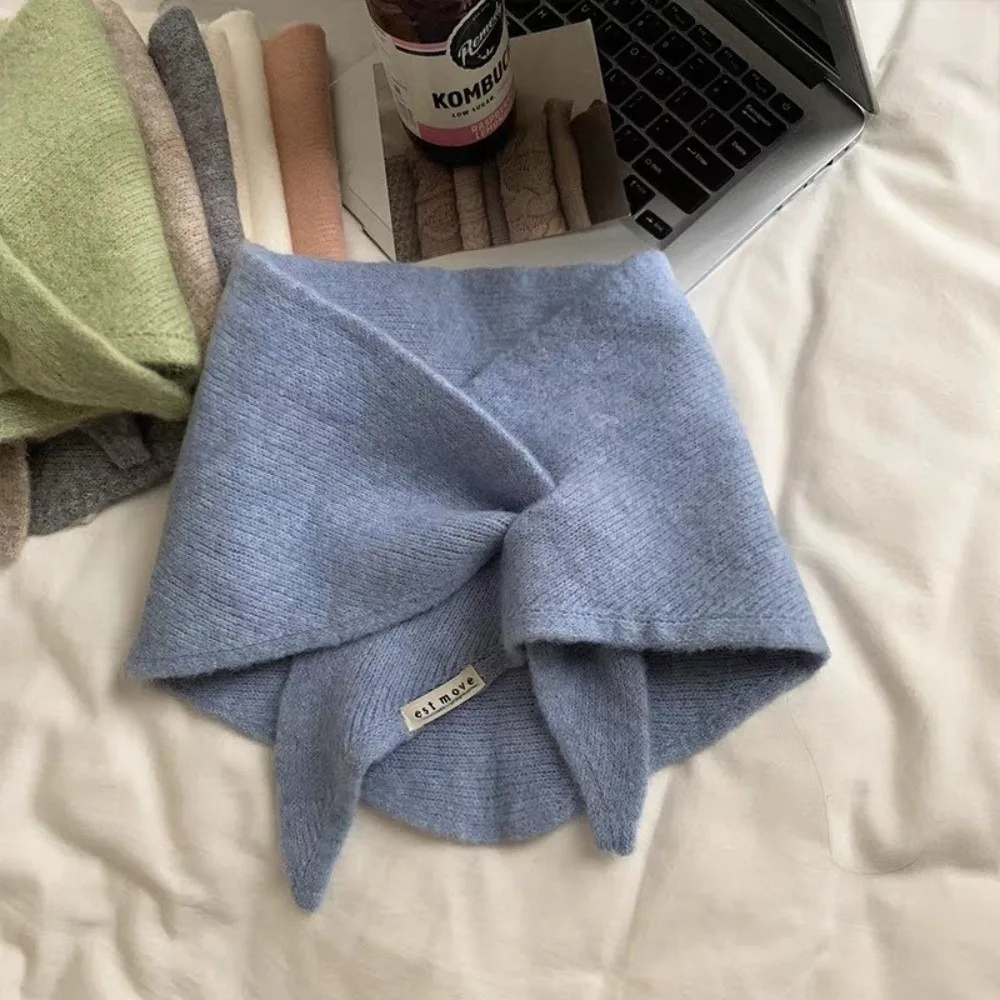 

New Windproof Neck Warmer Coldproof Triangular Knitted Scarf Warm Knitted Neckerchief Outdoor Sports