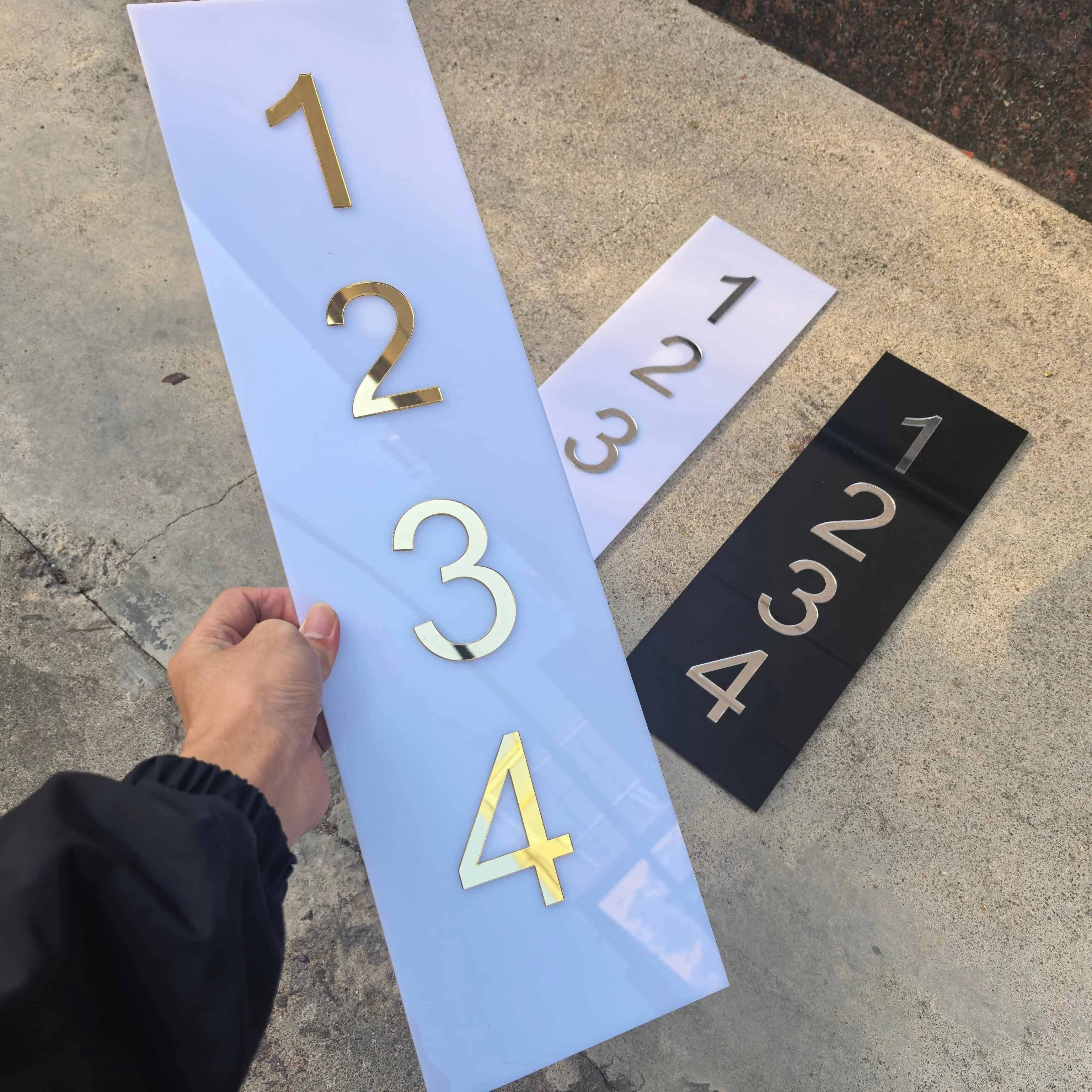 Custom Modern House Number Sign Matte Acrylic Address Digit Sign Outdoor Waterproof Plaques Large Vertical & Horizonta Door Sign view 6