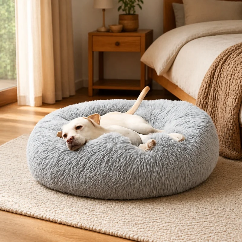 Cama Redonda Confortável para Cães e Gatos, Sofá Macio e Lavável, Ninho Quente de Inverno para Raças Pequenas a Grandes