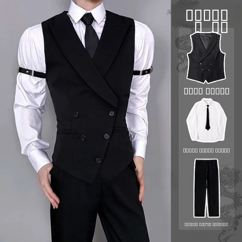 

Повседневный мужской жилет в британском стиле, модель Bar Model Gogo Desires, двубортный, на пуговицах, специальный широкий крой, осенняя мода