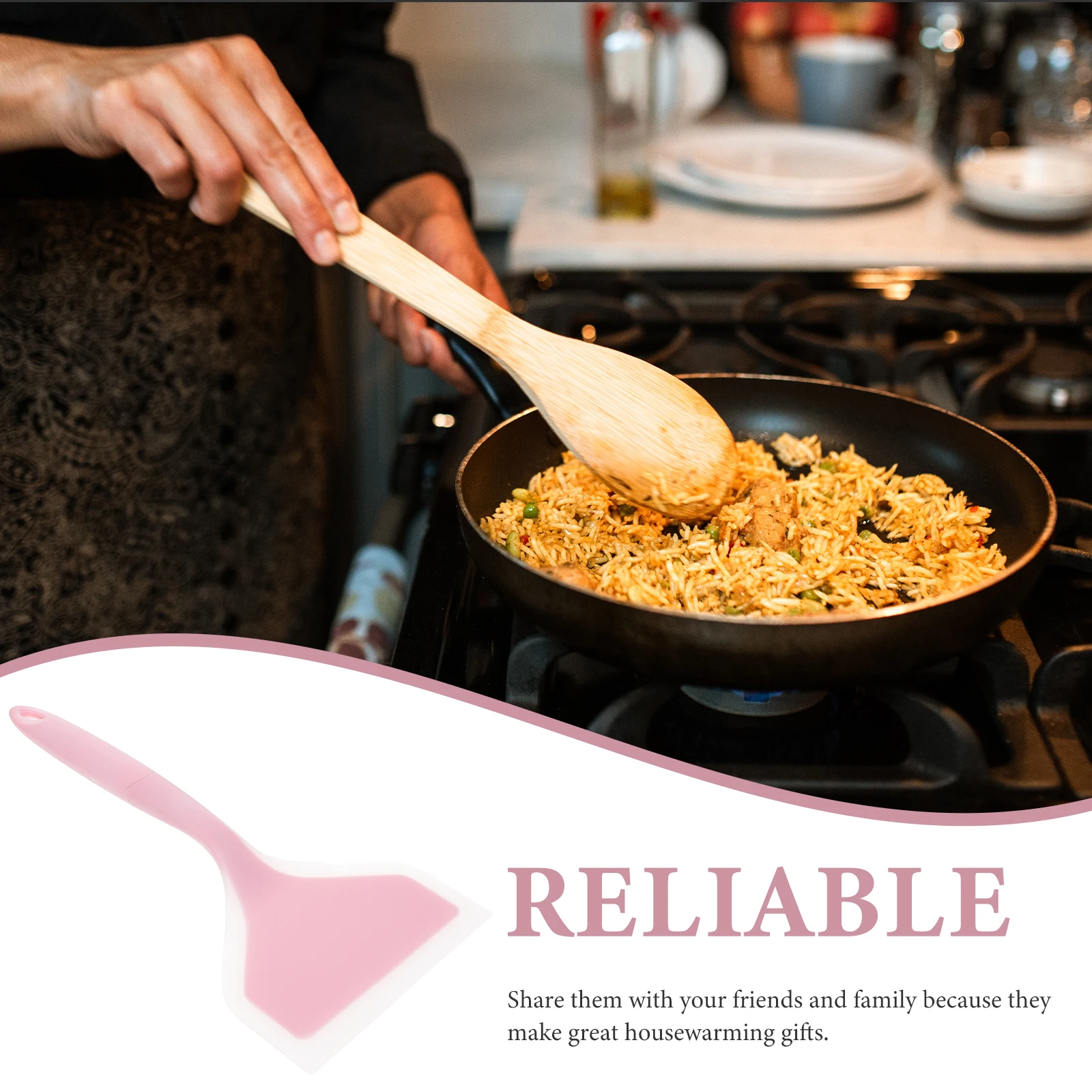 

Silicone Spatula Portable Cooking Reusable Pot Multifunction Home Kitchen Non-stick Silica Gel Heat-resistant Safe Material