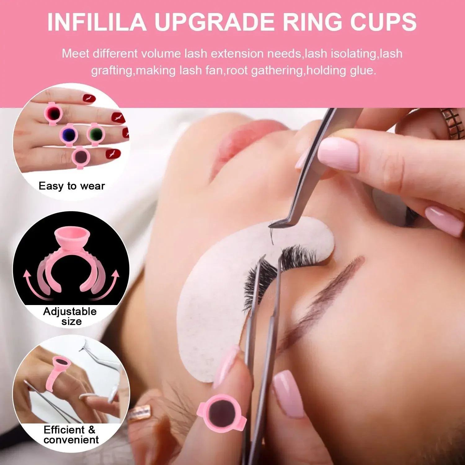 100pcs Tattoo Ink Ring Cup Disposable Microblading Permanent Holder Makeup Ring Lip Container Eyelash Extension Glue Cups