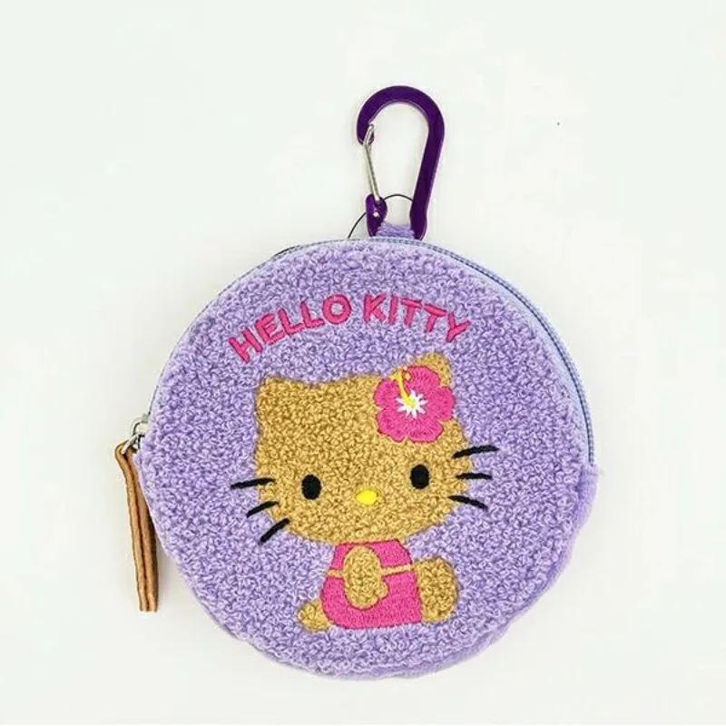 Monedero de dibujos animados de Hello Kitty, joyería portátil, Cable de datos, artículos pequeños, bolsa de almacenamiento de lápiz labial, accesorios colgantes rosas para niña