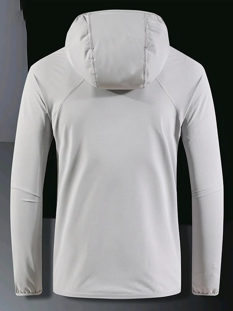 Vêtements d'été légers en soie glacée pour hommes Fiing Jaet à capuche respirant avec protection UV Stand Fit Long Sve Zipper Clo...