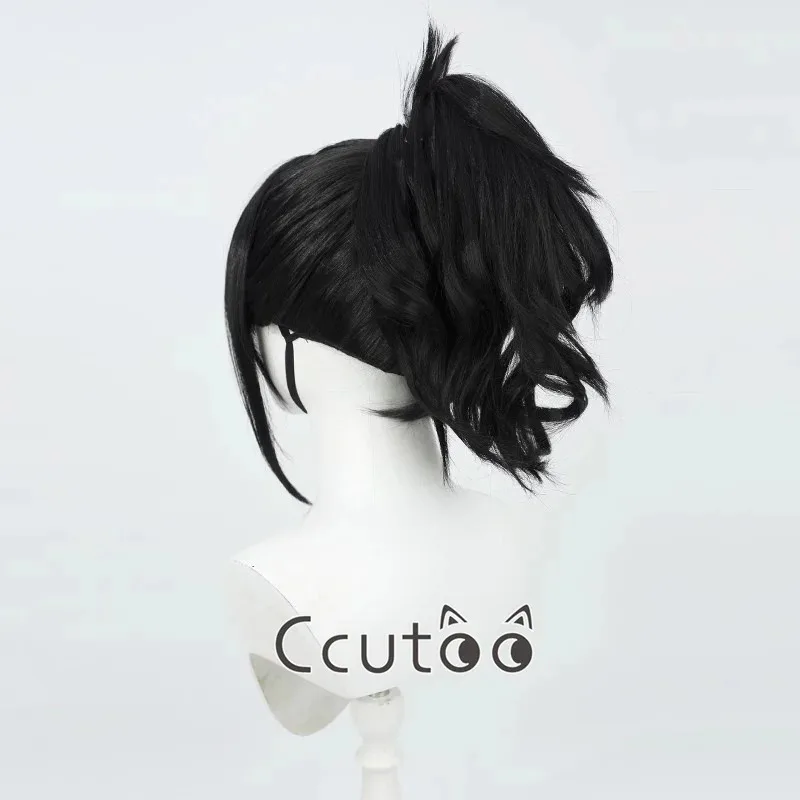 

didi 211Tendo Michiko Wig Black Short Synthetic Hair Chip Curly Ponytail Anime Wigs Cosplay