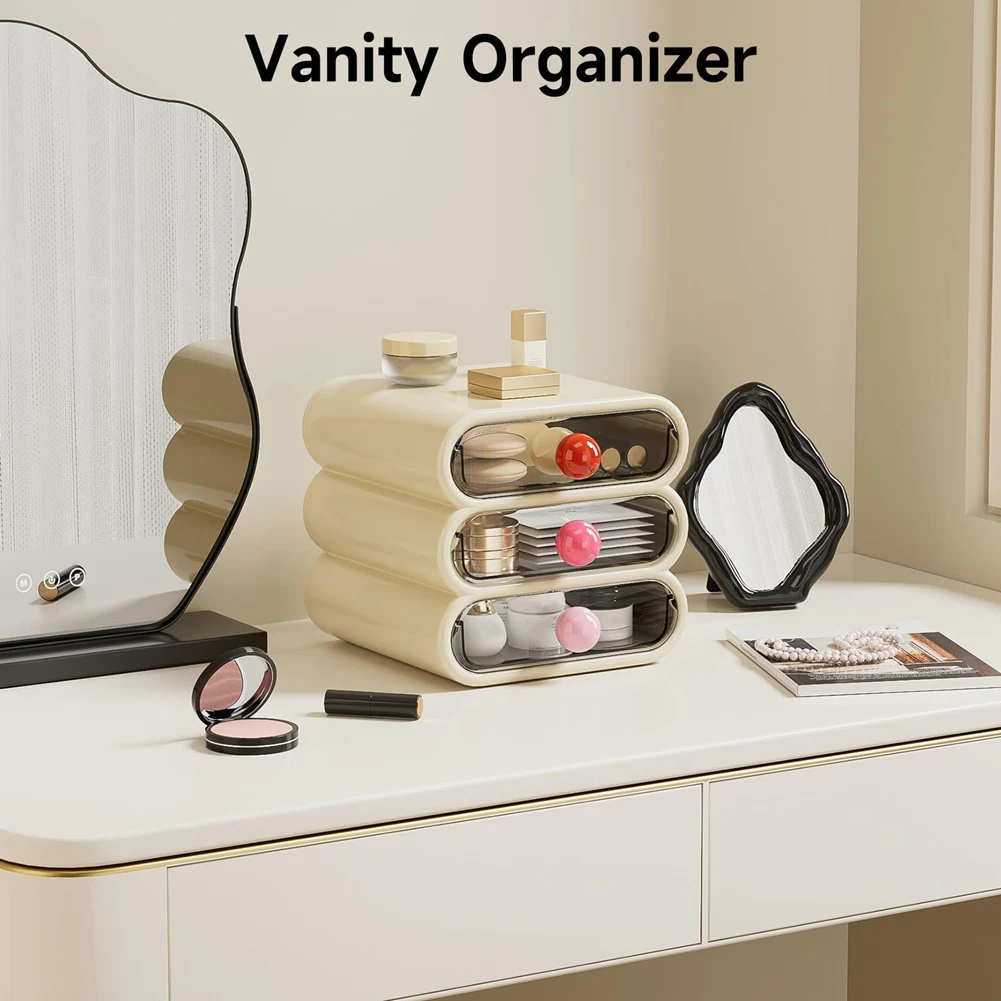 ABLN-boîte de rangement à tiroirs à trois couches, coiffeuse compacte, boîte de rangement de cosmétiques de Style tiroir, peut stocker une étagère à cosmétiques