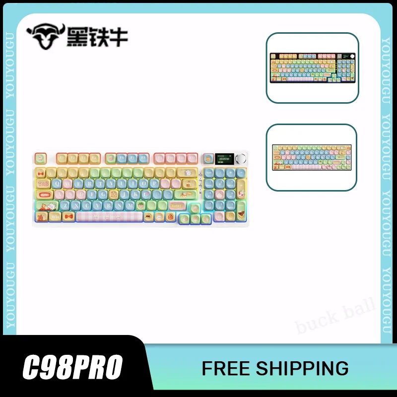 

iBlancod C98PRO Mechanical Gamer Keyboard Wireless 3 Mode 98Keys Keyboards RGB 2.4G Bluetooth Hot-Swap PBT Custom Keyboard Gifts