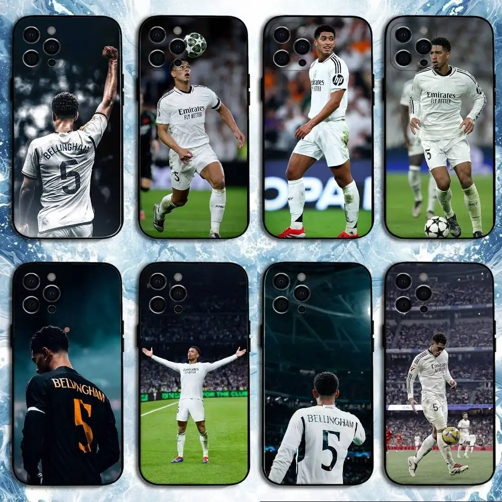 

J-Jude B-Bellingham-5 Phone Case For iPhone 16,15,14,13,12,11 Plus,Pro Max, Soft Silicone Black Cover