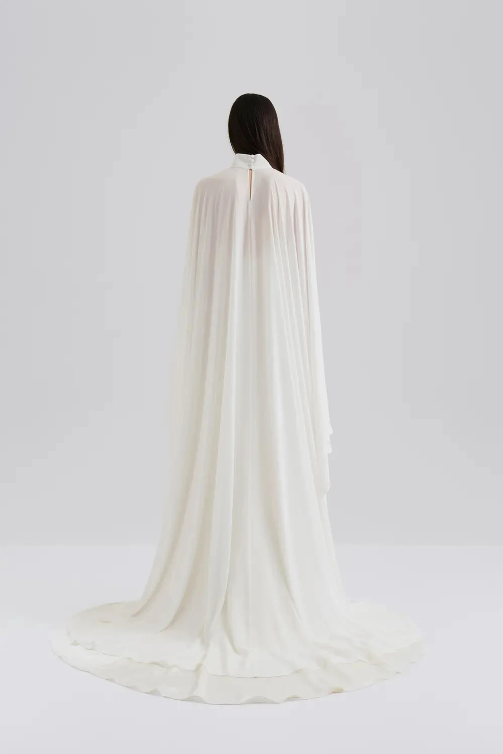 Customized Elegant Chiffon Wedding Cloak Long High Neck Bride Capes Women Bridal Coat Formal Party Shawl Special Occasion Wrap image 2