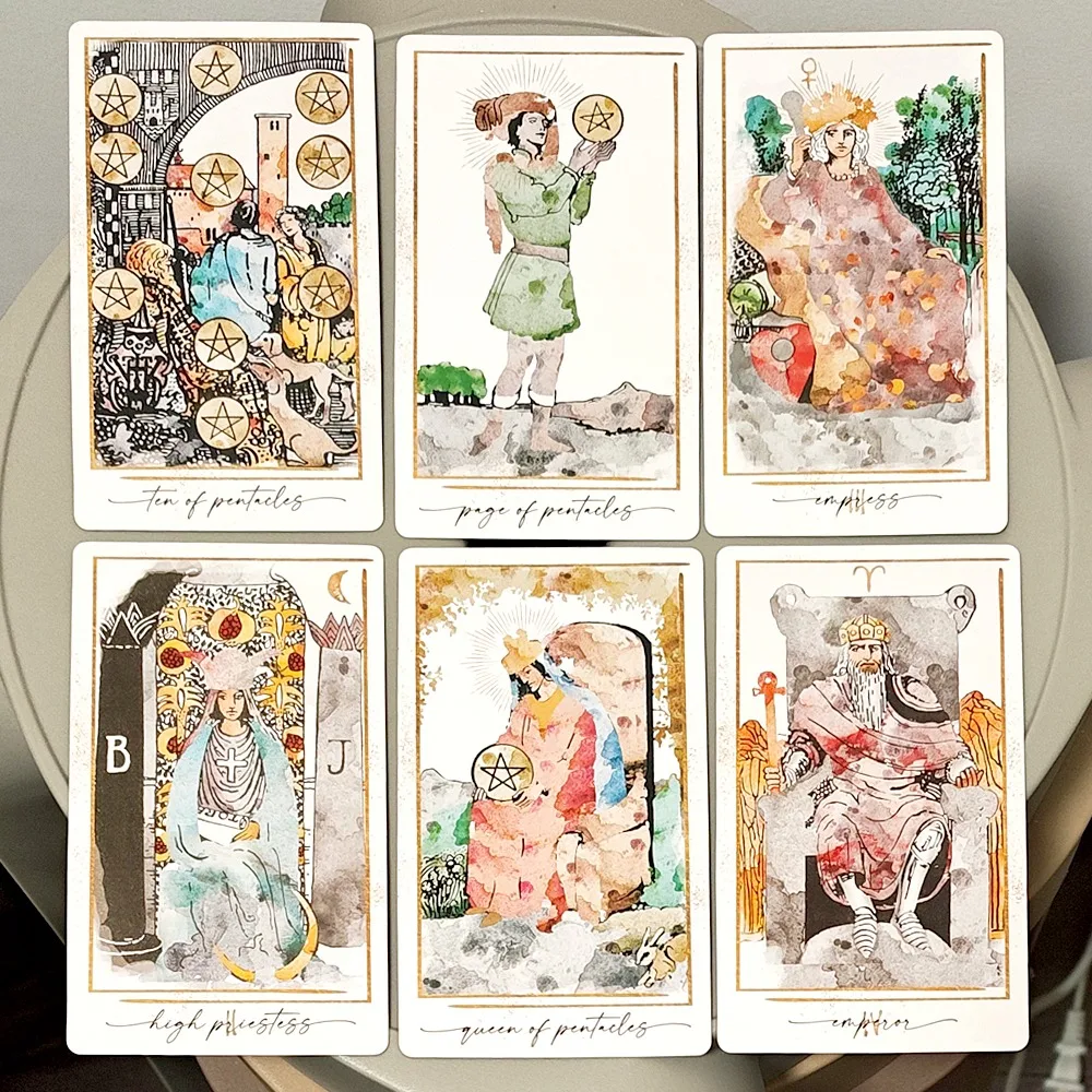 Modern Hue Tarot Deck - 78 Watercolor Tarot Cards Based on RWS Imagery - Aesthetic Divination Cards 12*7cm Double-embossed