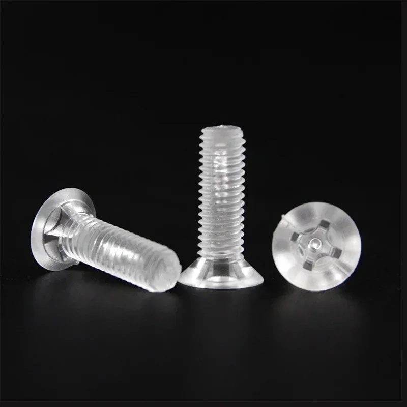 1000PCS  M3*4/5/6/8/10/12/16/20/25MM Transparent Acrylic Flat Cross Recessed Countersunk Head Machine Screws clear Screw Fastner