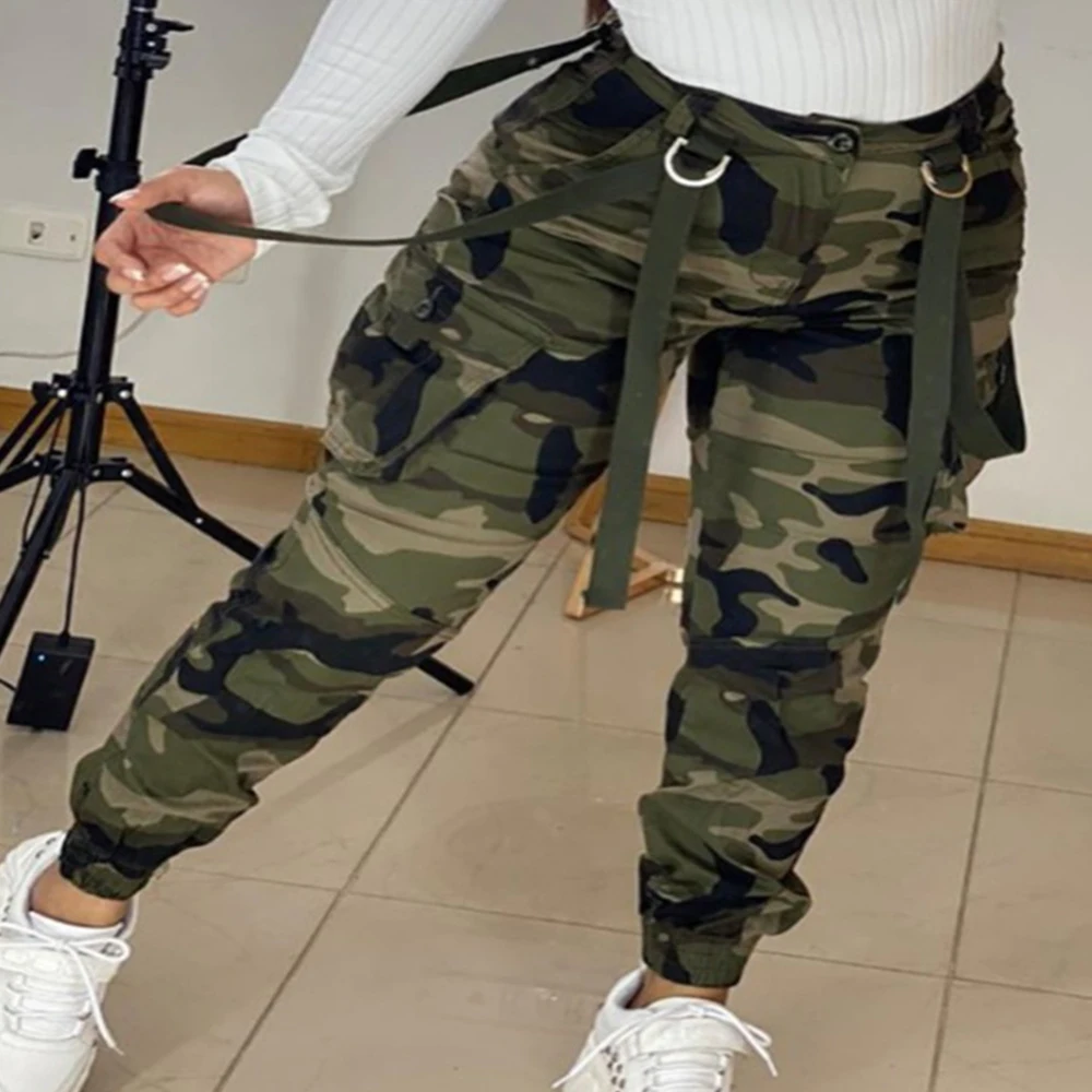 Outdoor Camouflage Tactical Pants Women's Multi Pocket Cargo Trousers Sashes 2024 New Activewear Sports Joggers Urban Overalls