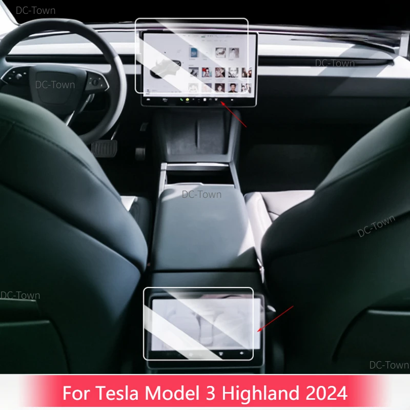 

For Tesla Model 3 Highland 2024 Tempered Glass Central Control/Rear Row Navigation Protector Film HD Touchscreen Car Accessories