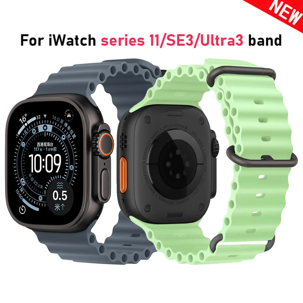 Ocean Band for Apple Watch Ultra 4/3/2 49mm 45mm 46mm 42mm 44mm 40mm Silicone Sport Bracelet Correa Series 12 11 10 9 7 8 6 SE3