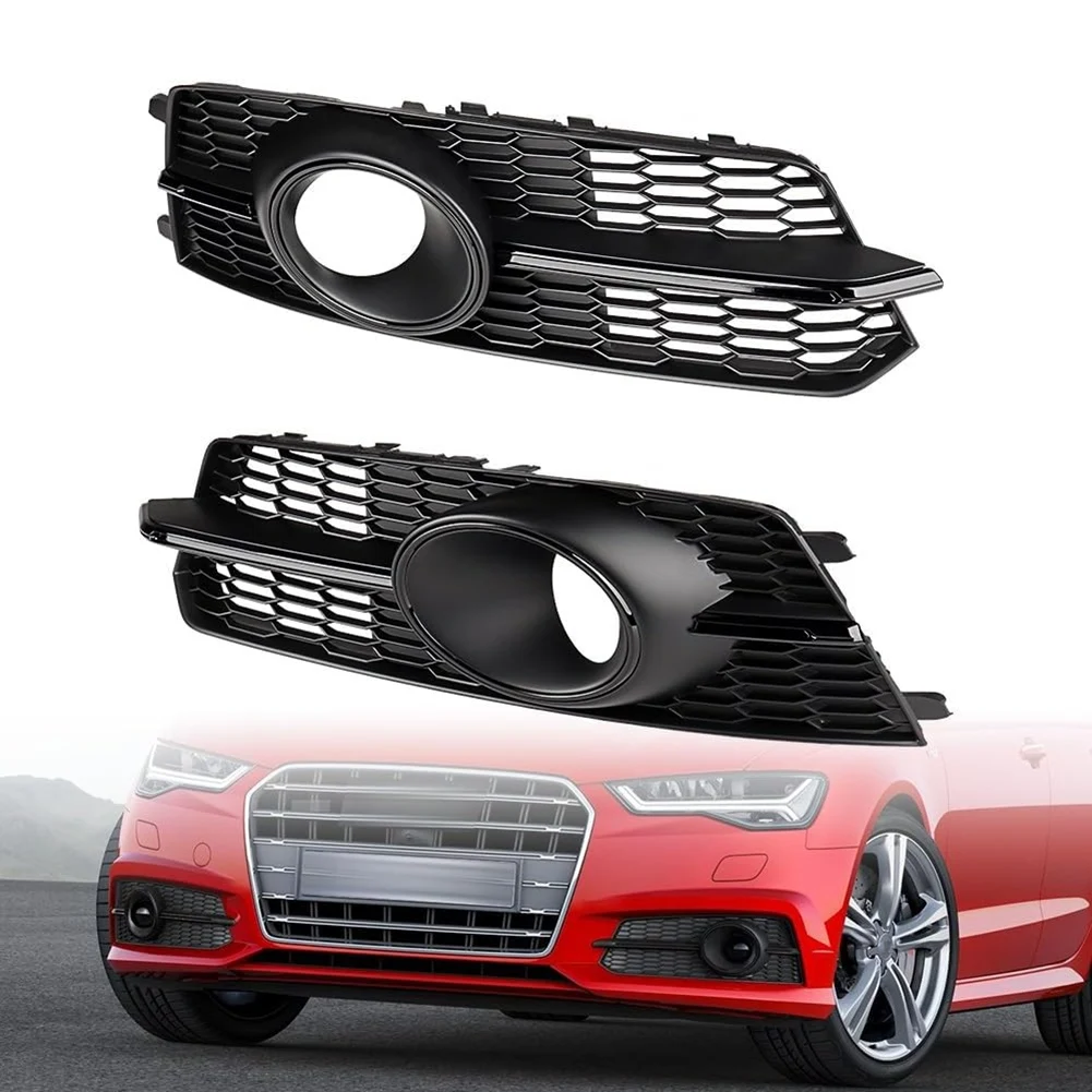 

A20K-Front Bumper Fog Light Grille Cover Honeycomb Mesh For A6 C7 2016-2018 Accessories 4G0807647A 4G0807648A