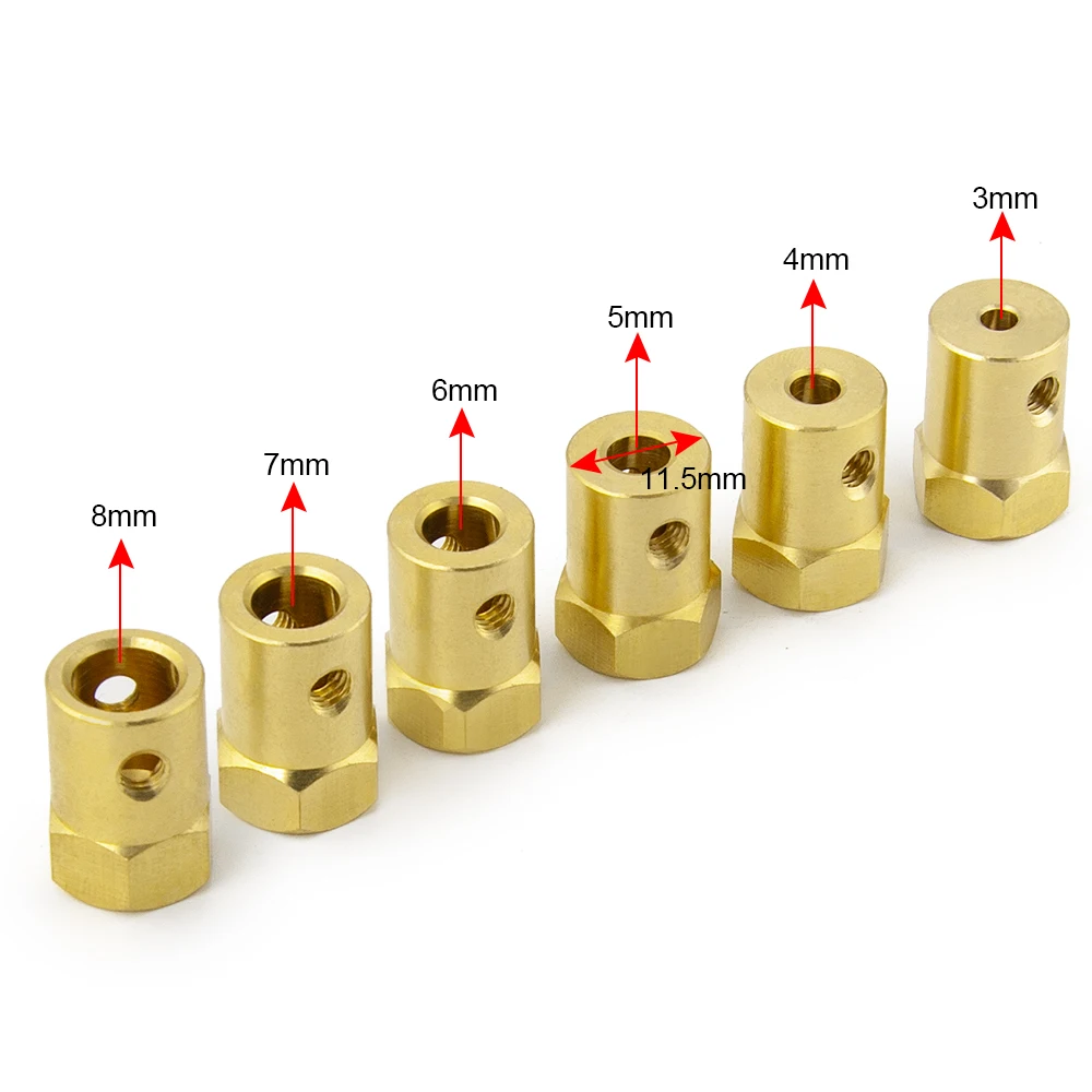 AXSPEED 4PCS 12mm Wheel Hex Coupling Coupler Brass Sleeve Adapter Tire Connector 3/4/5/6/7/8/mm for RC Boat Car Spare Parts