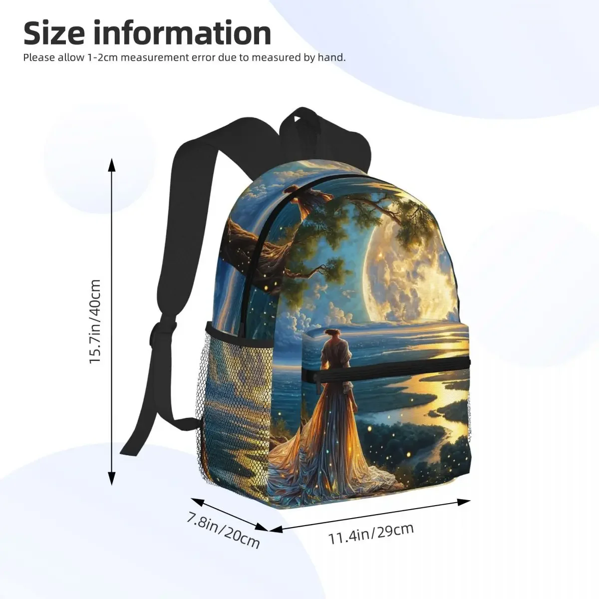 حقيبة ظهر Magical Moonrise Daypack ذات سعة كبيرة للأولاد والبنات حقيبة كتب مدرسية حقائب كتف للرجال والنساء