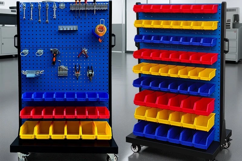 Parts box cart, screw holder, double-sided thickened storage rack, mobile tool classification and storage