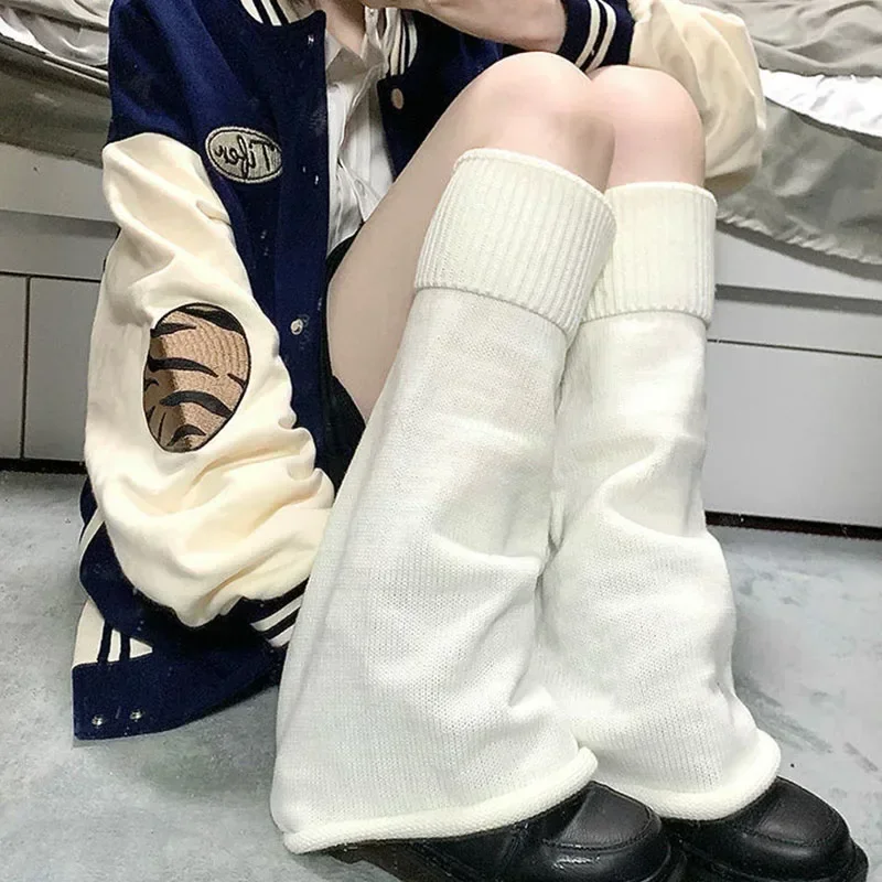 Lolita Socks Cute Flared Knitted Long Warmers Foot Cover White Black Arm Warmer Leg Kawai Jk Autumn Calf Gaiters Sweet Legwarmer image 5