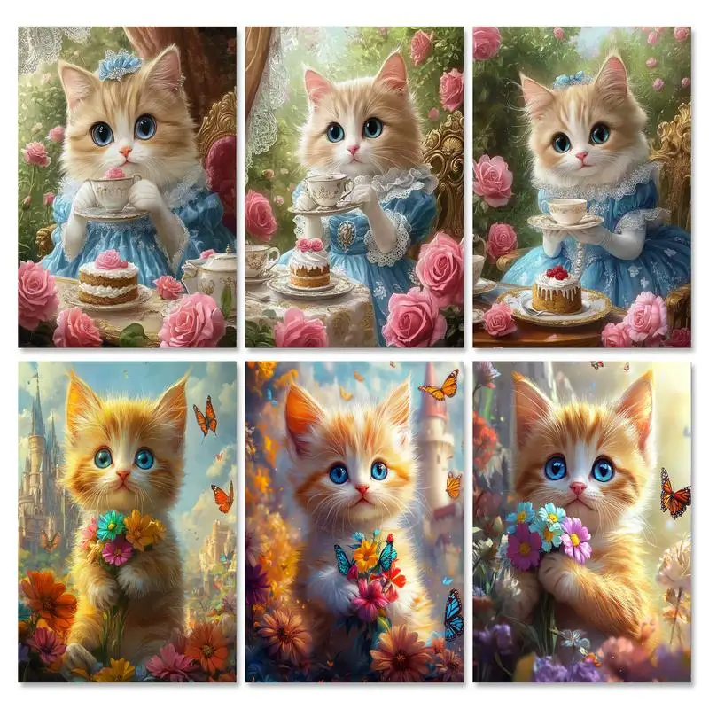 

RUOPOTY Frame Diy Painting By Numbers Handpainted Flowers Cat Animal Paint With Numbers Handmade Diy Crafts For Home Decors