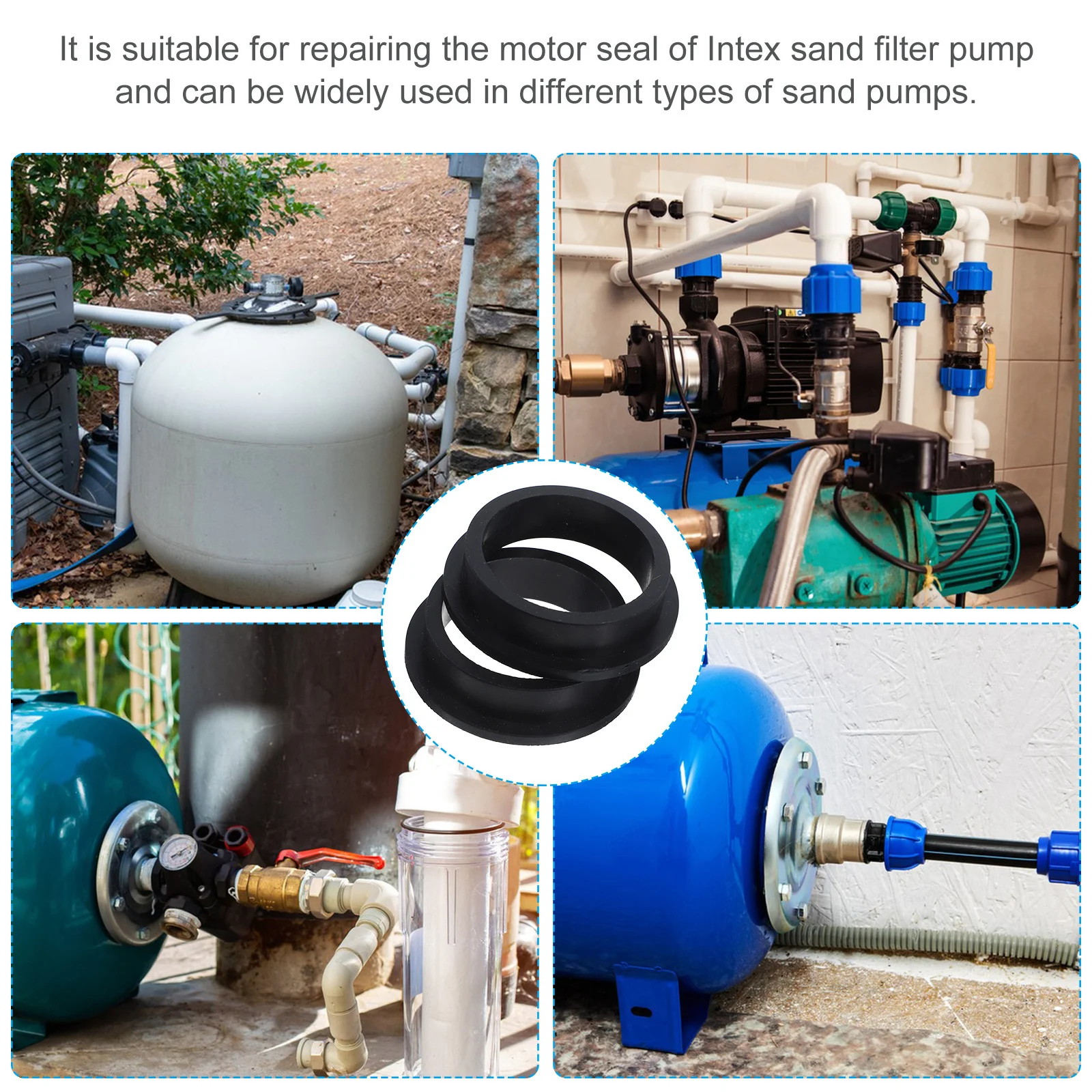 

2 шт., уплотнительное кольцо насоса с песчаным фильтром, силиконовое прочное, подходит для замены деталей насоса фильтра для бассейна, сменное уплотнение для бассейна