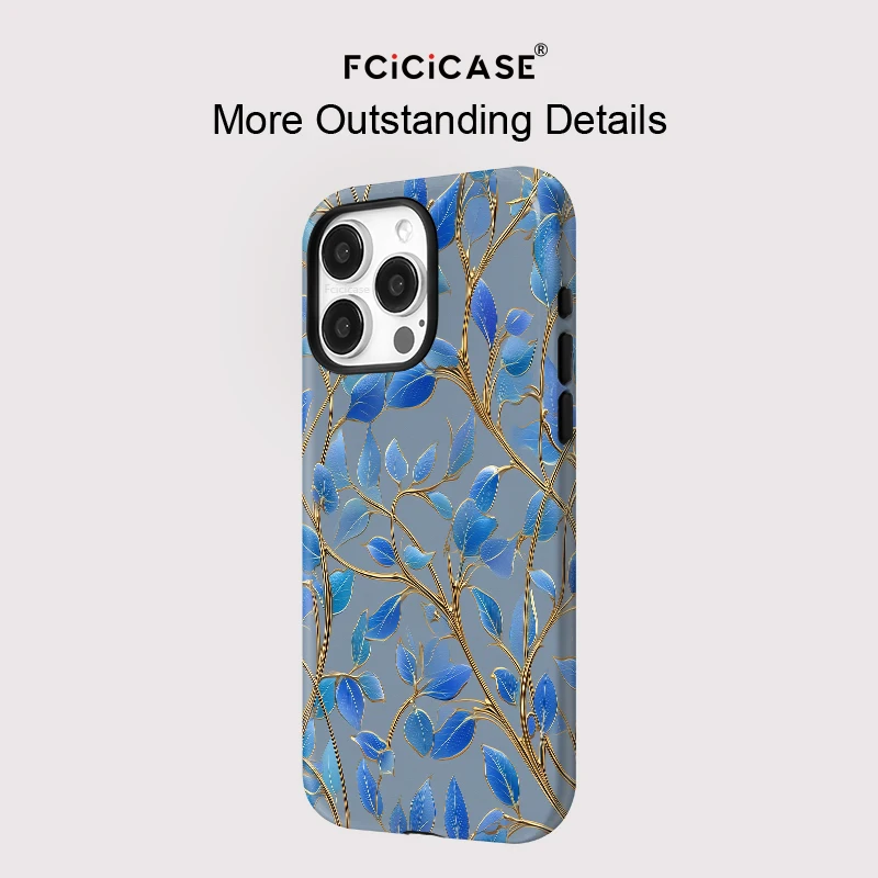 Fcicicase stoßfeste Blätter-Hülle für iPhone 15 14 13 12 11 16 Pro Max 15 Plus für Magsafe magnetische kabellose Ladeabdeckung