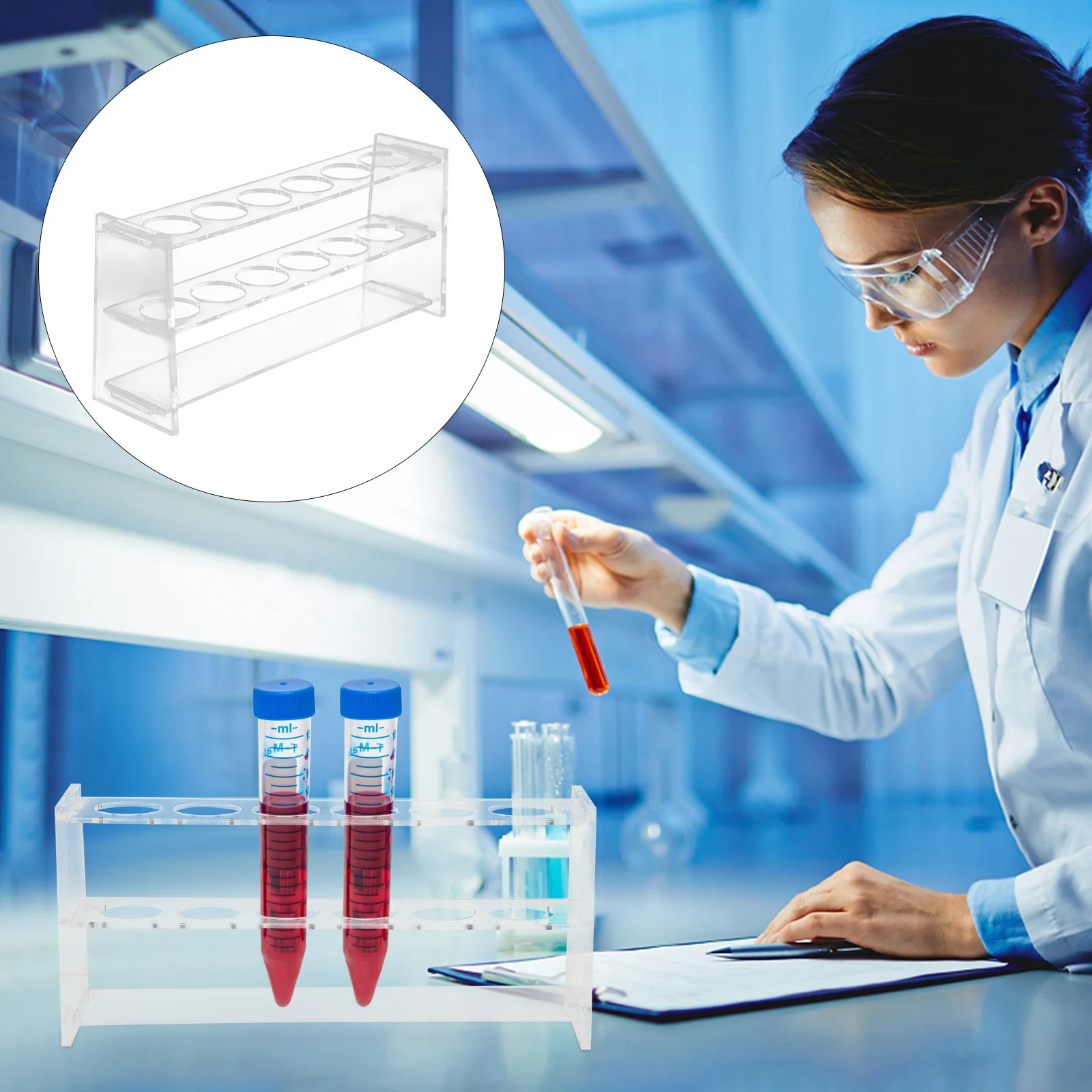 

Dual Slots Test Tube Rack Clear Tube Holder Acrylic Lightweight Transparent Organizer Stand For