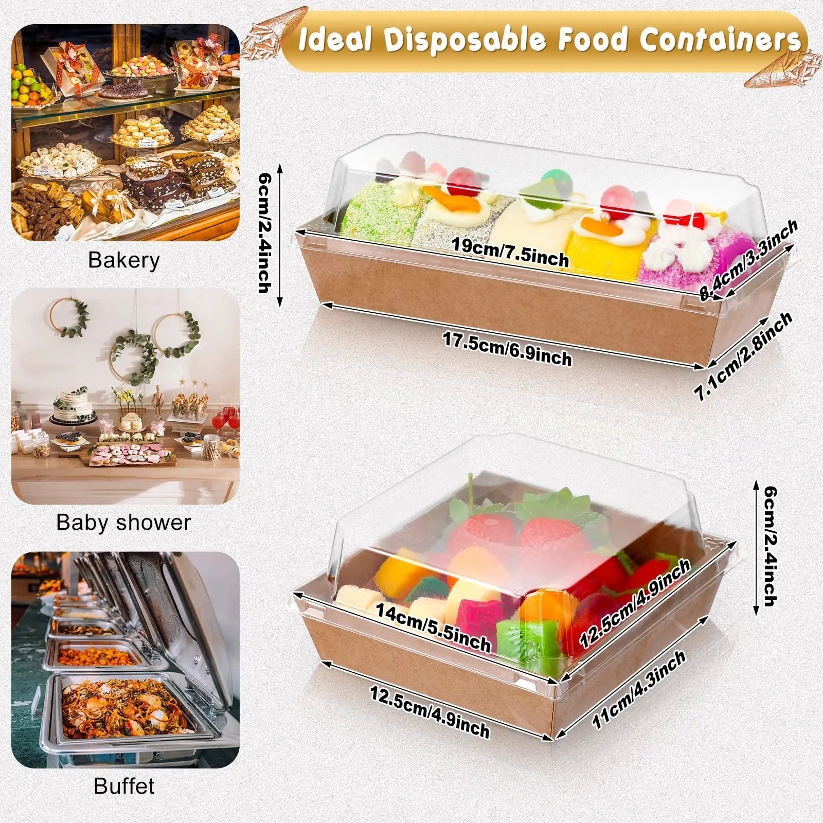 Plastic Square Boxes Clear Lids Paper Dessert Boxes Food Dessert Containers Bakery Boxes Chocolate Strawberries Supplies