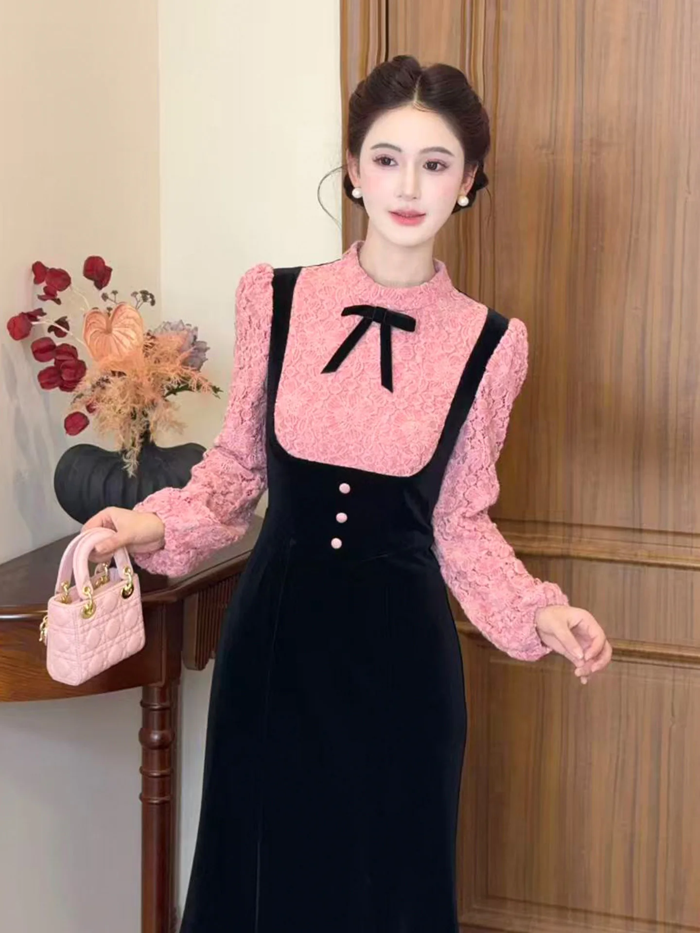 

Женское трикотажное платье больших размеров с эффектом двухслойности, имитирующее юбку-трапецию, с завышенной талией, для весны и осени, стройнящее, элегантное