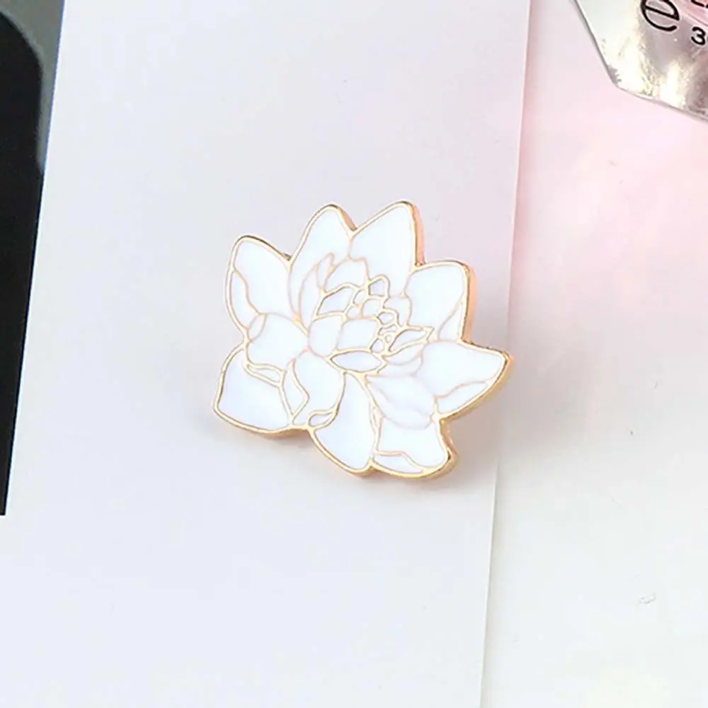 Buddhism Jewelry Accessories White Lotus Flower Travel Commemorative Enamel Pin Lotus Flower Brooch Brooches Pin Lapel Brooch