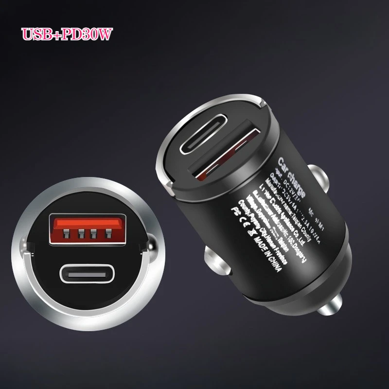 Metal pull tab 240W 88W 5A Invisible Mini Car Charger 2 Ports Car Charger Fast Charging PD/QC Car Cigarette Lighter Flash Charge