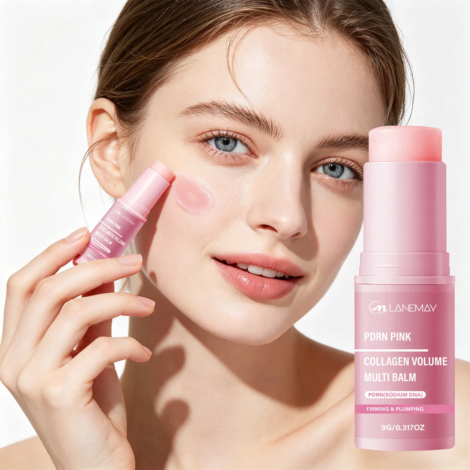 PDRN Collagen Volume Multi Balm - Pink Moisture Plump Stick for Face, Neck & Under.-Eyes, Instant & Long-Lasting Hydration