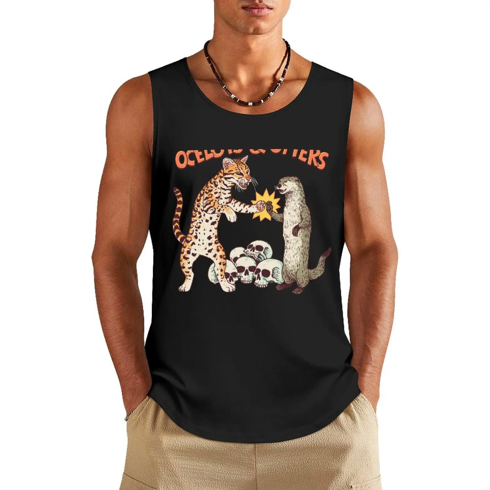 Ocelots & Otters Tank Top sleeveless jackets muscular man Men's gym clothing T-shirt for fitness