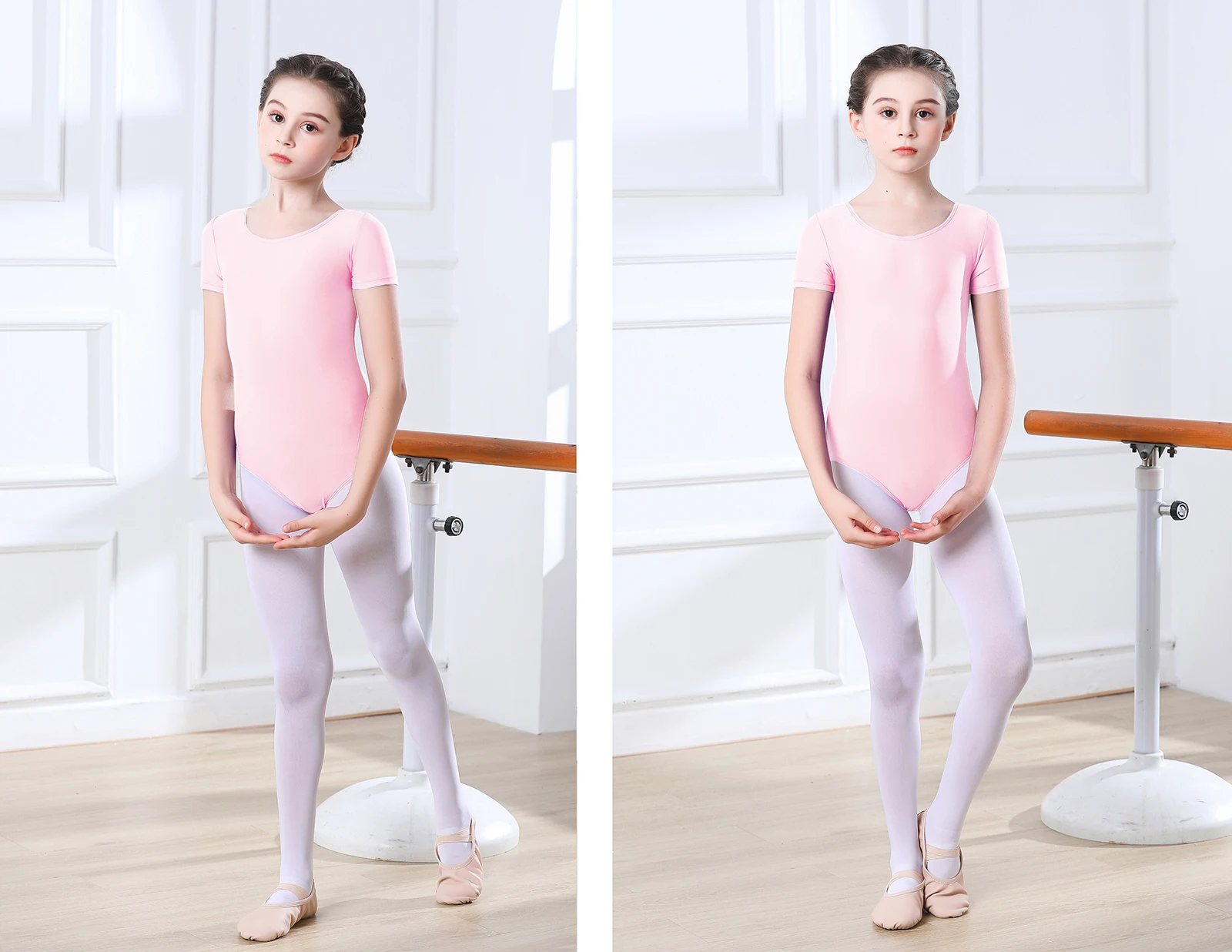 Aoylisey – justaucorps à manches courtes pour filles, vêtements de danse de Ballet, col rond en Spandex, hauts de gymnastique pour enfants, body de Performance sur scène