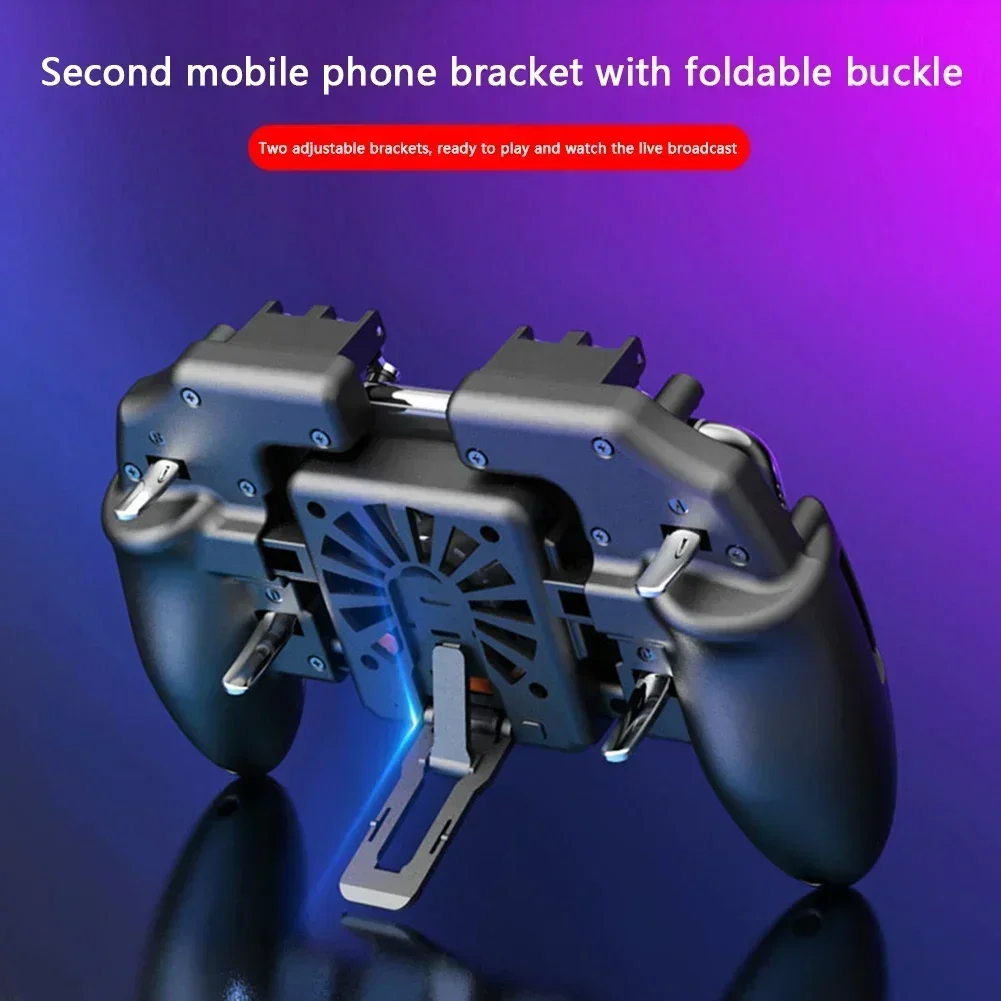 

Six 6 Finger Elements Mobile Gamepad Cooling Fan For PUBG Mobile Joystick Controller L1R1 Trigger Gamepad for iOS Android
