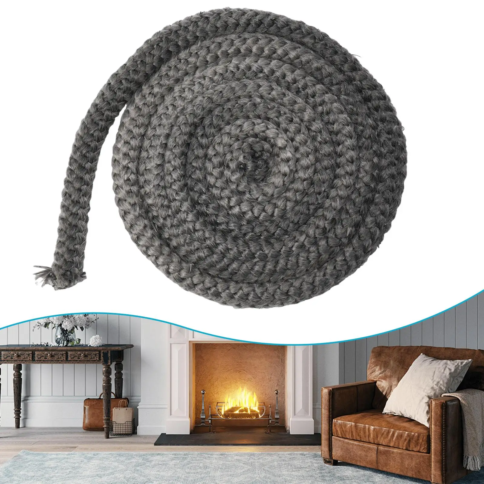 Estufa de sellado de fuego, estufas de pellets de cuerda, herramienta de repuesto, estufa de leña, cuerdas de fibra de vidrio de 14/16mm, accesorio negro para oficina