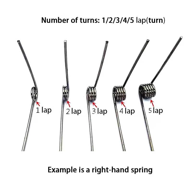 5 Buah Kawat Pegas Rotasi Kanan Diameter 1.2Mm Pegas Torsi Kanan Kembali dan Reset Putaran Pegas Berbentuk V 1/2/3/4/5 Putaran 304SUS