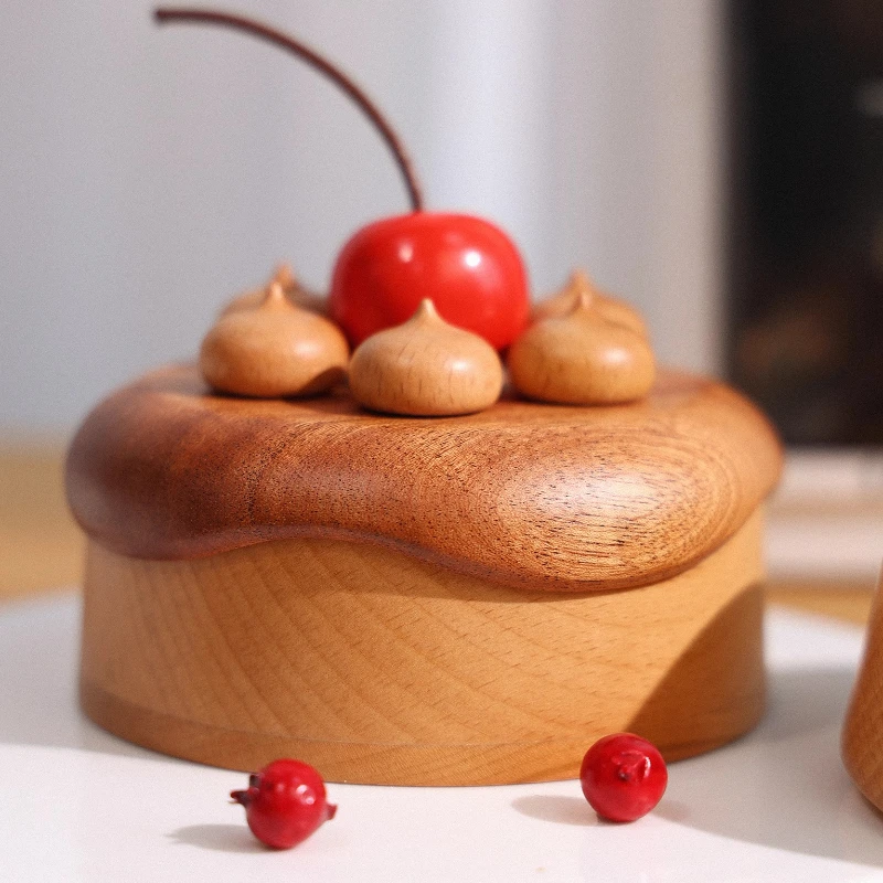 

Cherry cake jewelry box wooden table ornament