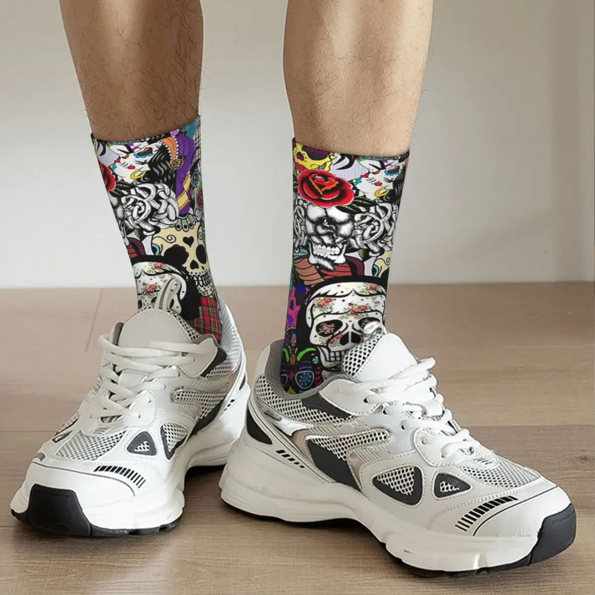 Calcetines con estampado de calavera para hombre y mujer, calcetín Unisex con estampado de Calavera, estilo Hip Hop, Harajuku, ideal para regalo