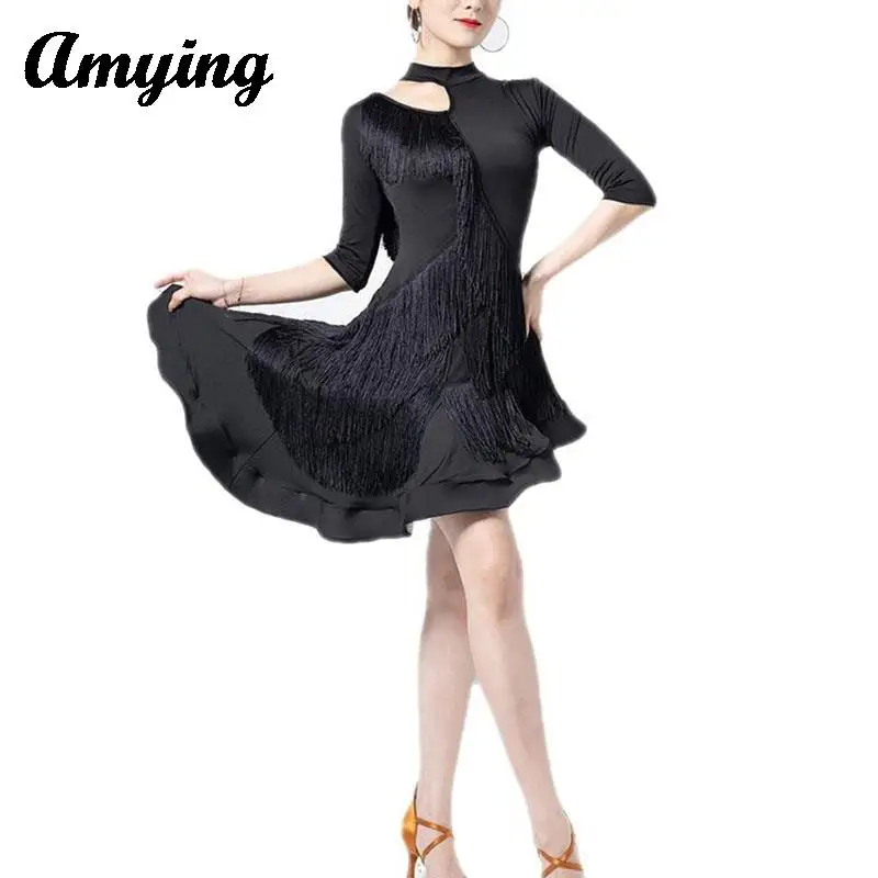 

Adult Latin Dance Costume Sexy Tassel Dress Women Competition Performance Clothing Salsa Rumba Bodycon Dance Training Dress New