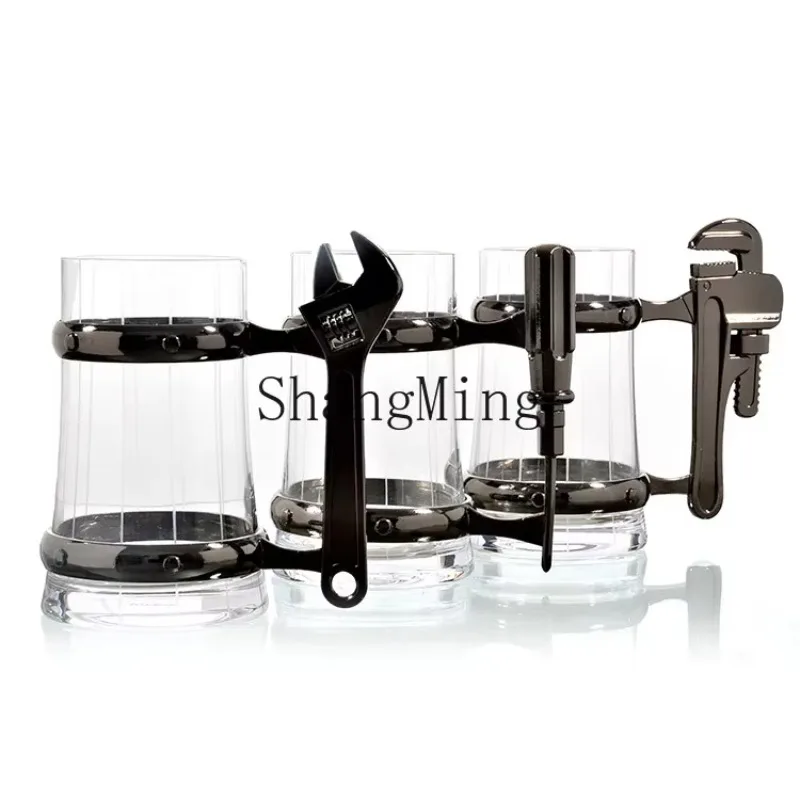 

CL large capacity creative beer cup transparent crystal glass wine cup set bar with handle personalized draft beer cup