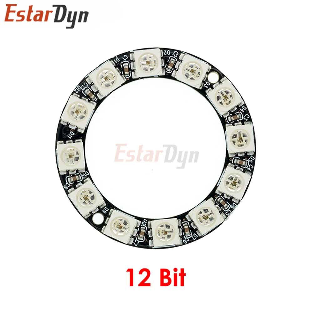 Estardyn WS2812/SK6812 Adresseerbare 5050 RGB LED Ronde Ring Module 8/12/16/64 LEDs Ingebouwde driver voor doe-het-zelf verlichtingsprojecten
