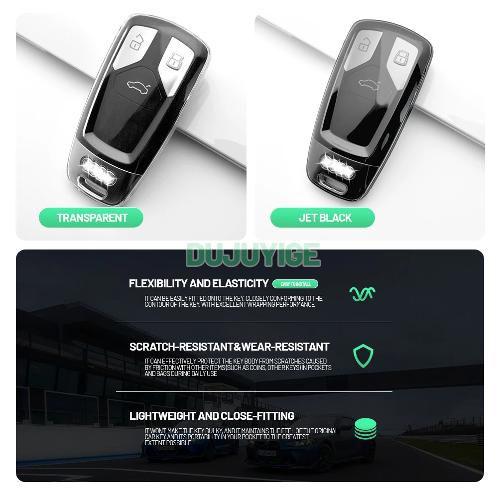 Clear TPU Car Key Case For Audi Q7 4M TT TTS TT RS 8S FV R8 4S A6 S6 RS6 Key Fob Cover Protector Shell Auto Accessories
