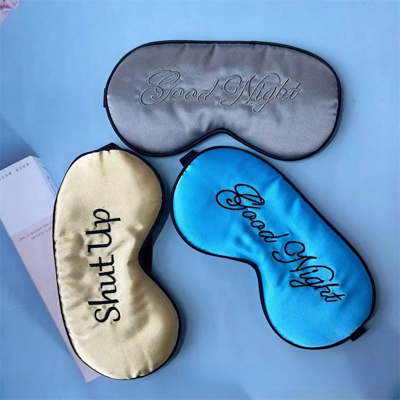 Embroidered Silk Sleep Mask Silk Eye Mask Soft Blackout Blindfold With Adjustable Strap Sleeping Eye Cover Mask For Travel