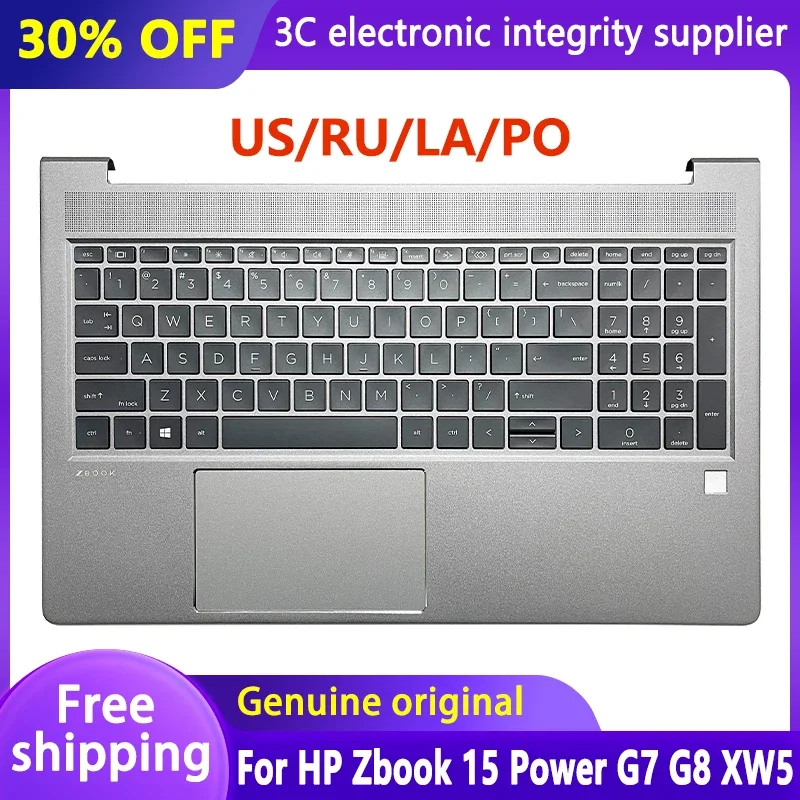 

New US/RU/PO Keyboard For HP Zbook 15 Power G7 G8 XW5 Palmrest Upper Cover Top Case Laptop English Keyboard Backlit M26110-001