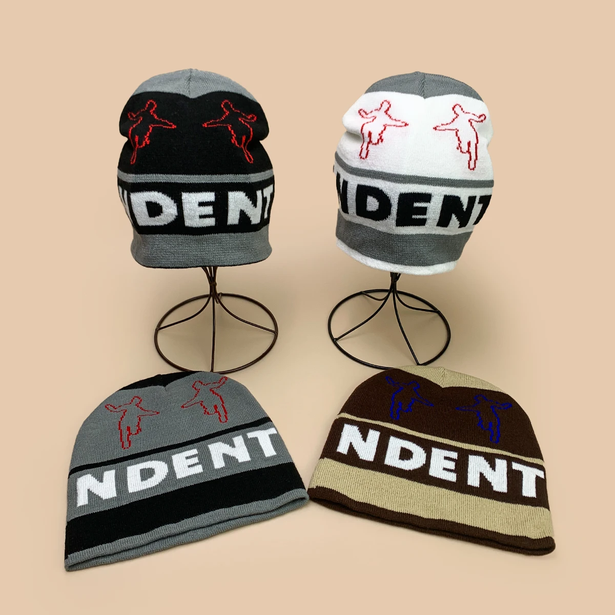 

American Street Jacquard Letters Knitted Hats New Men Women Warm Stripe Fashion Personal Rap Versatile Outdoor Hip-hop Beanies