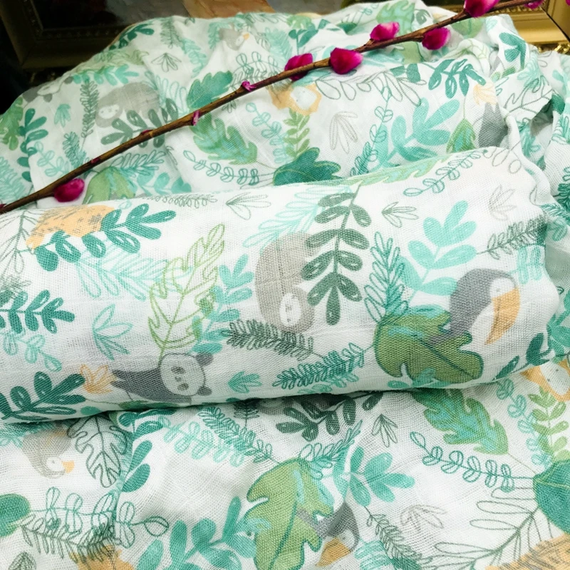 Penguin 47x47 Inch Baby Muslin Blanket Lightweight Breathable Swaddle Receiving Blanket for Newborn Infants