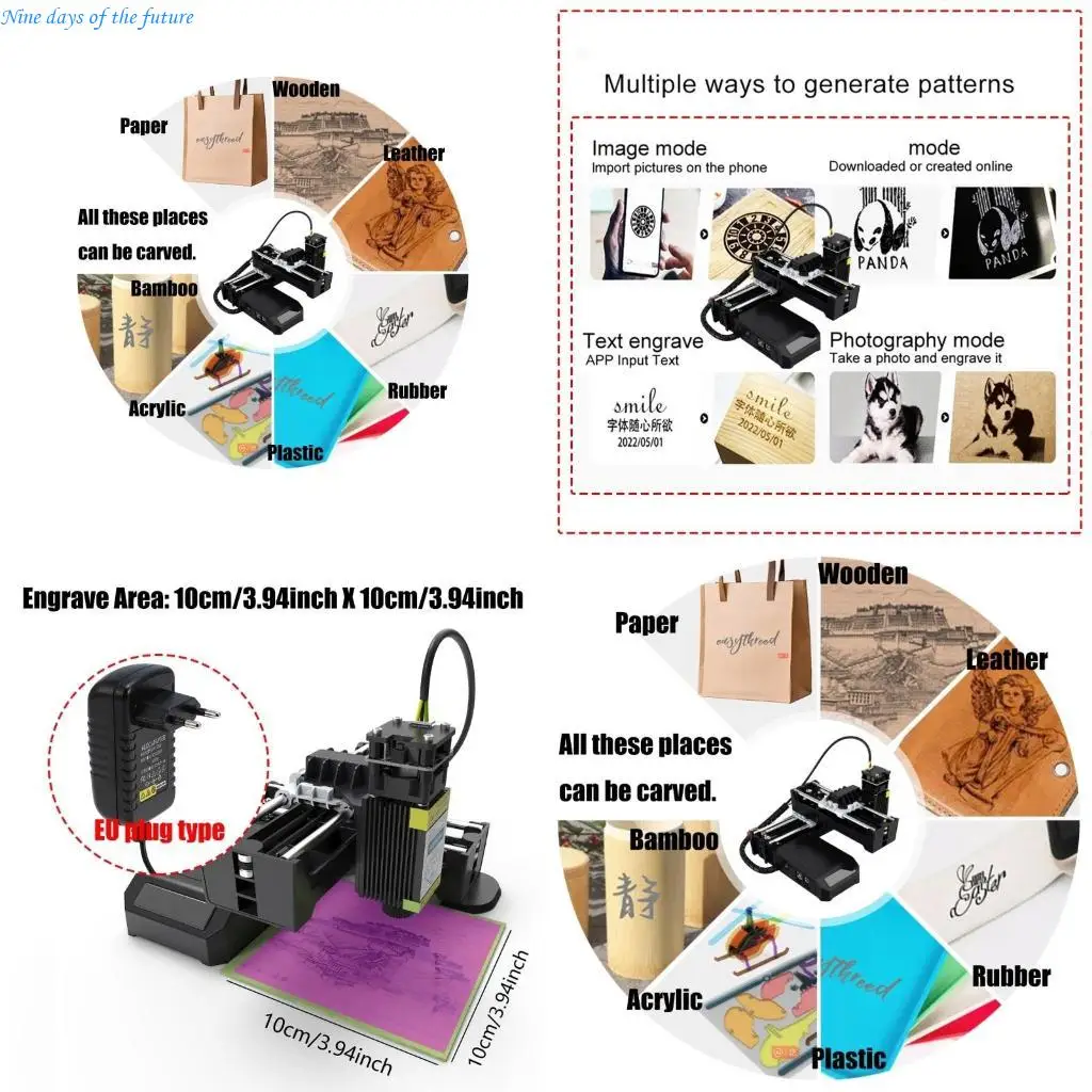 Portable Lasers Engraving Machine 0.5W for Wood Acrylic Plastic Lasers Engraver USB Bluetooth-compatible Connection E65A